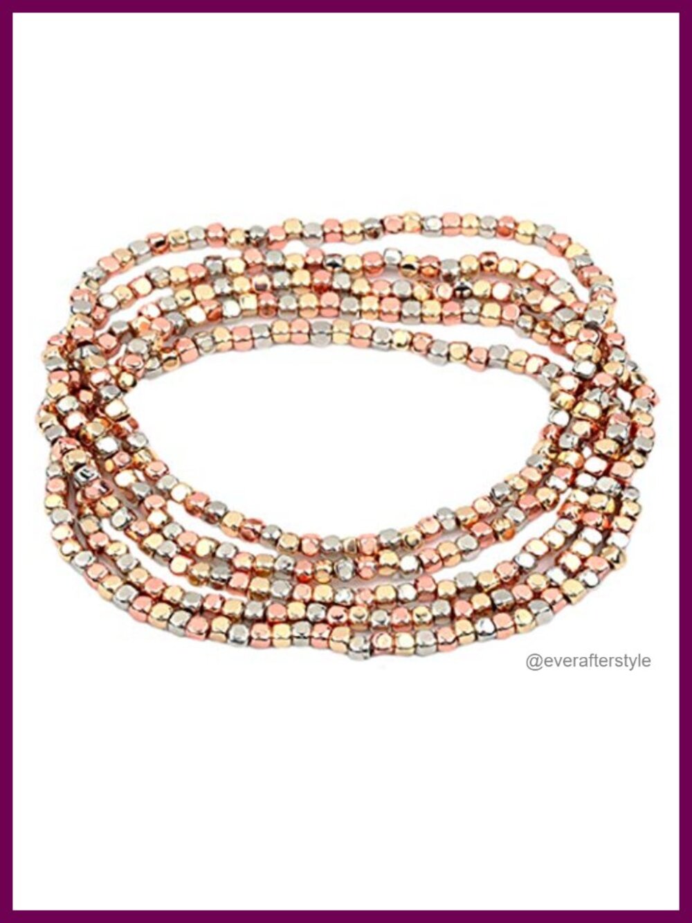 Set of 5 Seed Bead Nugget Stretch Bracelets 6.75" Bangle
